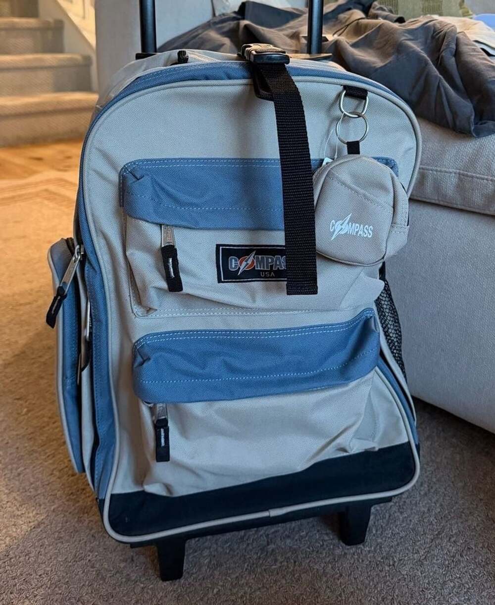 Compass USA Rolling Backpack Size 18"x15"x10" Beige